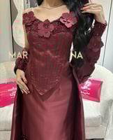 فستان مجوده (فستان برغندي ٣ قطع ميكادو وتطريز يدوي...