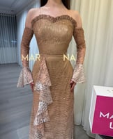 فستان تالين (فستان موكا دانتيل فرنسي صدريه تطريز ل...