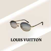 نظارة لويس فيتون بعدسة بيضاوية باللون الذهبي وعدسة...