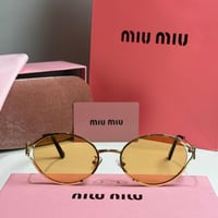 نظارة ميو ميو (Logo) باللون الذهبي وعدسة برتقالية