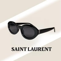 نظارة سان لوران بعدسة بيضاوية باللون الاسود وشعار...
