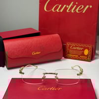 نظارة كارتير بدون إطار باللون الذهبي وعدسة شفافة