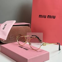 نظارة ميو ميو (Logo) باللون الذهبي وعدسة وردية شفا...