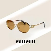 نظارة ميو ميو (Logo) باللون الذهبي وعدسة برتقالية