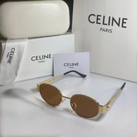 نظارة سيليN باللون الذهبي وإطار بيضاوي بعدسة بني