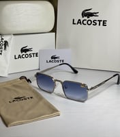 نظارة لاكوست بعدسة مستطيلة باللون الفضي