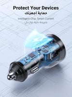 يوجرين - شاحن سيارة 60 واط بمنفذين PD ومنفذ USB