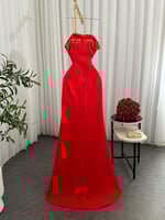 فستان احمر ناعم بفصوص زركون