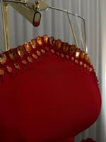 فستان احمر ناعم بفصوص زركون