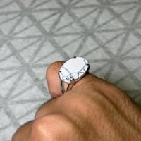 خاتم رجالي فضة حجر مُعرق ابيض