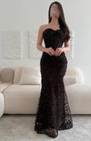 فستان سهرة بني ناعم