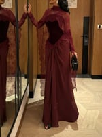 فستان سهرة برغندي دانتيل