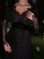 فستان دانتيل & مخمل كوري