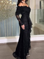 فستان سهرة دانتيل أسود