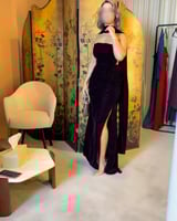 فستان برغندي مخمل كوري