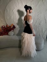 فستان سهره ناعم كريب مع تل طبقات