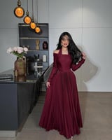 فستان كسرات برغندي