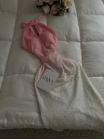 فستان ميد بون مدرج بين الابيض والوردي