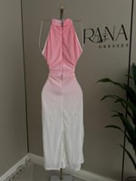 فستان ميد بون مدرج بين الابيض والوردي