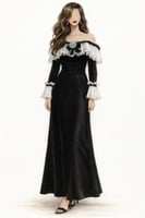 فستان أسود أنثوي بتفاصيل فاخرة