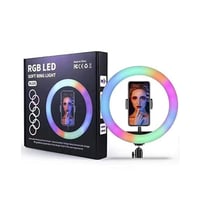 إضاءة حلقة LED RGB MJ26 بحجم 26 سم مع حامل ثلاثي