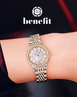 ساعة نسائية ماركة بنفيت فضي ذهبي مينا صدفي موديل B...