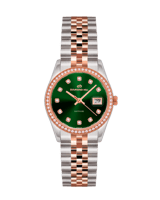 ساعة نسائية ماركة دايموندهيل فضي روز مينا اخضر DH-...