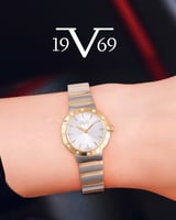 ساعة نسائية ماركة V19.69 فضي ذهبي مينا فضي موديل V...