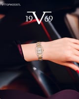 ساعة نسائية ماركة V19.69 فضي ذهبي مينا فضي موديل V...