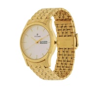 ساعة تيتان رجالي استيل ذهبي Silver Dial Yellow Sta...