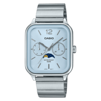 ساعة كاسيو بميناء ازرق فاتح وسوار فضي رجالي MTP-M3...