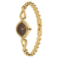 ساعة تيتان راجا بمينا بني وحزام معدني للنساء