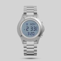 ساعة الفجر الحديث ستانلس ستيل مدور فضي وسط موديل A...