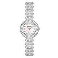 ساعة يد نسائية بسوار فضي ومينا فضي من بلاك مون