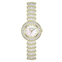 ساعة يد نسائية بسوار ذهبي ومينا ذهبي فضي من بلاك م...