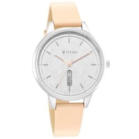 ساعة تيتان نسائي جلد Titan Analog Silver Dial Wome...