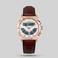 ساعة الفجر الحديث جلد نحاسي موديل AL219RLW