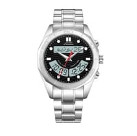 ساعة الحرمين الفاخرة HA-6117 فضي مينا اسود ورمادي...