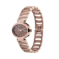 ساعة راجا فيفا تيتان دائرية بمينا بني وحزام معدني