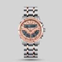 ساعة الفجر الحديث بتوقيتين حديد نحاسي موديل AL219T...