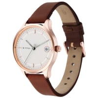 ساعة تيتان رجالي جلد Titan Analog White Dial Women...