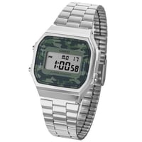 ساعة كاسيو فضي مينا أخضر A168WEC-3DF