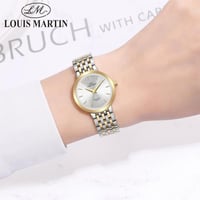 ساعة نسائية ماركة لويس مارتن فضي ذهبي مينا ذهبي