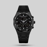 ساعة الفجر الحديث بتوقيتين استيل أسود موديل AL333B...