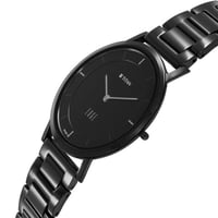 ساعة تيتان إيدج كوارتز أنالوج بمينا أسود وسوار من...