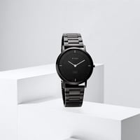 ساعة تيتان إيدج كوارتز أنالوج بمينا أسود وسوار من...