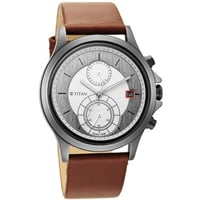 ساعة تيتان رجالي جلد Workwear Silver Dial Brown Le...