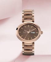 ساعة راجا فيفا تيتان دائرية بمينا بني وحزام معدني