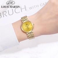 ساعة نسائية ماركة لويس مارتن ذهبي مينا اخضر