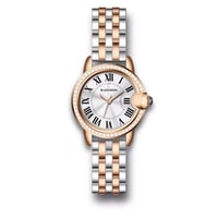 ساعة يد نسائية بسوار نحاسي فضي ومينا ابيض من بلاك...